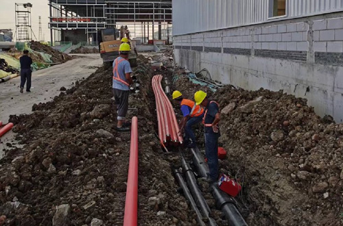 滁州工厂监控外围管道预埋施工